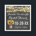 Serviette En Papier Sunflower Chalkboard Pays Fête des mariées rustiqu<br><div class="desc">Sunflower Chalkboard Country Fête des mariées rustique - Designs dispose d'un arrière - plan en bois rustique avec des tournesols aquarelle. Vous pouvez ajouter, supprimer ou modifier le texte de démonstration à ce que vous voulez. Voir la collection de dessins correspondant dans cette page. Le design comprend un arrière -...</div>