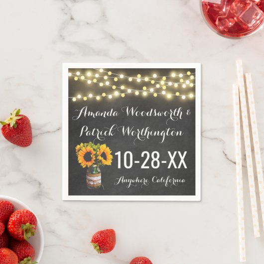 Serviette En Papier Sunflower Chalkboard Pays Mariage rustique (En situation)
