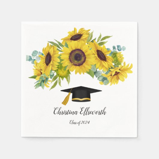 Serviette En Papier Sunflower Class of 2024 Custom Name Graduation (Devant)
