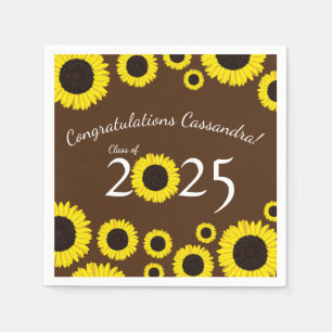Serviette En Papier Sunflower Country Graduation Party Brown Napkins