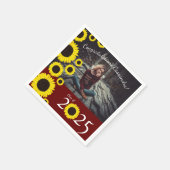 Serviette En Papier Sunflower Country Graduation Party Maroon (Coin)