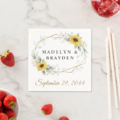 Serviette En Papier Sunflower Elegant Rustique Mariage d'or géométriqu (En situation)