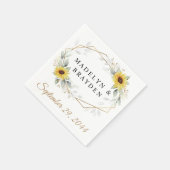 Serviette En Papier Sunflower Elegant Rustique Mariage d'or géométriqu (Coin)