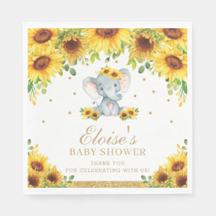 Serviette En Papier Sunflower Elephant Baby shower Birthday Party