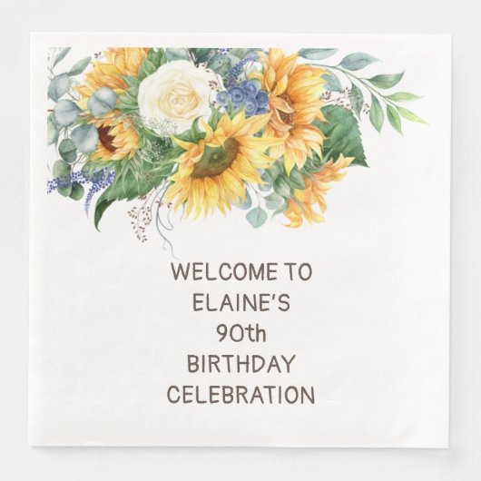 Serviette En Papier Sunflower Eucalyptus 90e anniversaire (Devant)