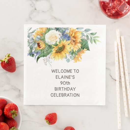 Serviette En Papier Sunflower Eucalyptus 90e anniversaire (En situation)