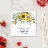 Serviette En Papier Sunflower & Eucalyptus Boho Cross Baptism (En situation)