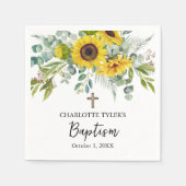 Serviette En Papier Sunflower & Eucalyptus Boho Cross Baptism (Devant)
