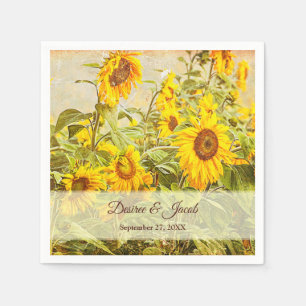 Serviette En Papier Sunflower Field Vintage Jaune Russe Mariage