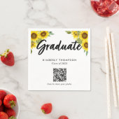 Serviette En Papier Sunflower Graduation QR Code Party Photo Share (En situation)