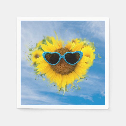 Serviette En Papier Sunflower Heart Abstrait sur Sky (Devant)