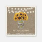 Serviette En Papier Sunflower Mason Jar Russe Floral Burlap Mariage (Devant)