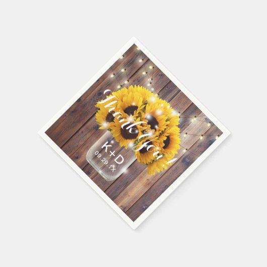 Serviette En Papier Sunflower Mason Jar String éclats Mariage rustique (Coin)