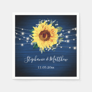 Serviette En Papier Sunflower Navy Babys Respirateurs Mariage