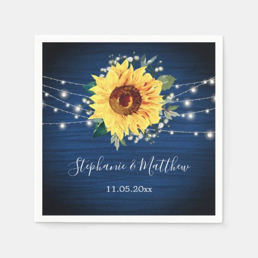 Serviette En Papier Sunflower Navy Babys Respirateurs Mariage (Devant)