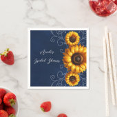 Serviette En Papier Sunflower Sparkle Blue Rustic Glam Fête des mariée (En situation)
