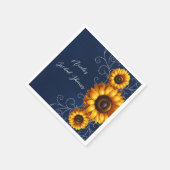 Serviette En Papier Sunflower Sparkle Blue Rustic Glam Fête des mariée (Coin)