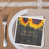 Serviette En Papier Sunflowers bois m. et mme mariage d'écriture or