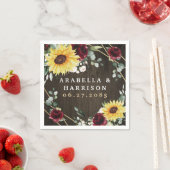 Serviette En Papier Sunflowers Bourgogne Rose Russe Mariage géométriqu (En situation)