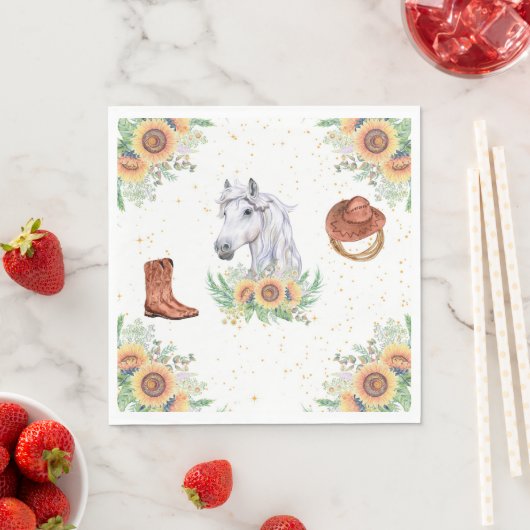 Serviette En Papier Sunflowers Boy Horse fête d'anniversaire (En situation)