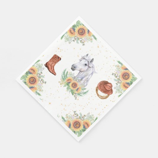 Serviette En Papier Sunflowers Boy Horse fête d'anniversaire (Coin)