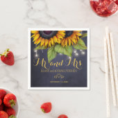 Serviette En Papier Sunflowers chalkboard mr et mrs script mariage (En situation)