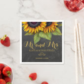 Serviette En Papier Sunflowers chalkboard mr et mrs script mariage (En situation)