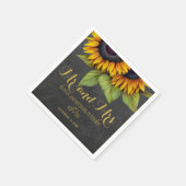 Serviette En Papier Sunflowers chalkboard mr et mrs script mariage (Coin)