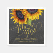 Serviette En Papier Sunflowers chalkboard mr et mrs script mariage (Devant)
