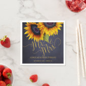Serviette En Papier Sunflowers chalkboard mr et mrs script mariage (En situation)
