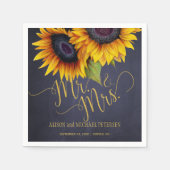 Serviette En Papier Sunflowers chalkboard mr et mrs script mariage (Devant)