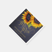 Serviette En Papier Sunflowers chalkboard mr et mrs script mariage (Coin)