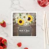 Serviette En Papier Sunflowers & Daisy Mason Jar Sparkle Rustic Chic (En situation)