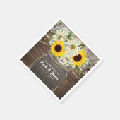 Serviette En Papier Sunflowers & Daisy Mason Jar Sparkle Rustic Chic (Coin)