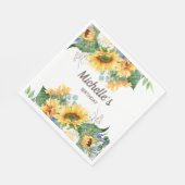 Serviette En Papier Sunflowers Eucalyptus Anniversaire Nom de la fête  (Coin)