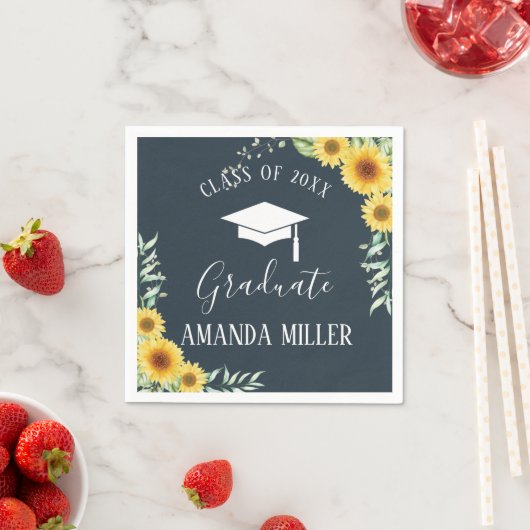 Serviette En Papier Sunflowers Graduation Party bleu serviettes en pap (En situation)