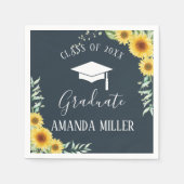 Serviette En Papier Sunflowers Graduation Party bleu serviettes en pap (Devant)