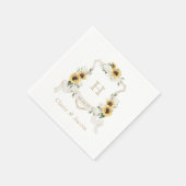 Serviette En Papier Sunflowers Hydrangea Crest Mariage Monogramme (Coin)