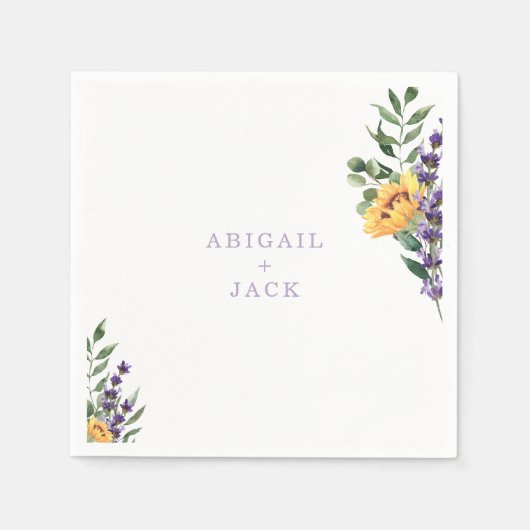 Serviette En Papier Sunflowers Lavender Mariage Cocktail personnalisé (Devant)
