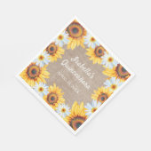 Serviette En Papier Sunflowers White Daisy Burlap Quinceañera Nom (Coin)