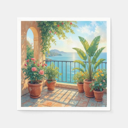 Serviette En Papier Sunny Seaside Terrace (Devant)