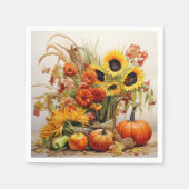Serviette En Papier Sunny Sunflowers and Gourds : Foliage et fleurs (Devant)
