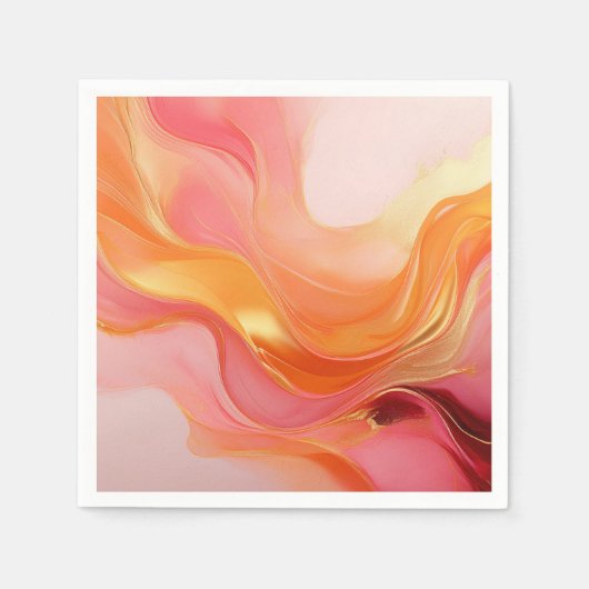 Serviette En Papier Sunrise moderne orange rose et or (Devant)