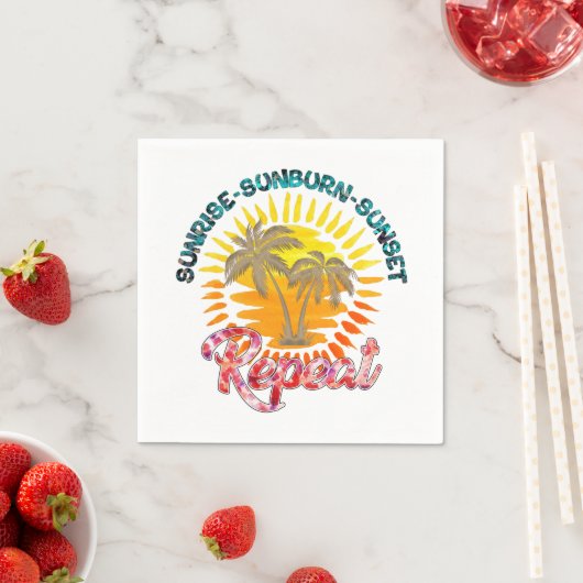 Serviette En Papier Sunrise-Sunburn-Sunset-Repeat | Palmiers d'or (En situation)
