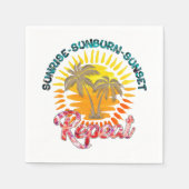 Serviette En Papier Sunrise-Sunburn-Sunset-Repeat | Palmiers d'or (Devant)