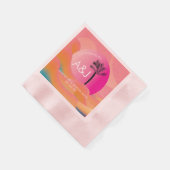 Serviette En Papier Sunrise Tropicale Gras Rose Orange Blanc Mariage (Coin)