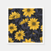 Serviette En Papier Sunroot, tournesol sauvage en jaune et bleu (Devant)