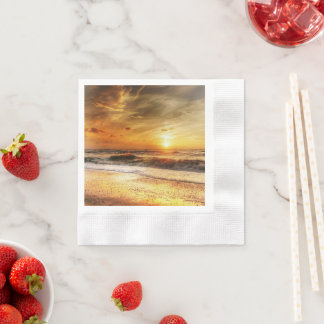 Serviette En Papier Sunset Beach Coined Cocktail Paper Napkins 18