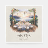 Serviette En Papier Sunset Beach Fairy Rustic Lumières Mariage Récepti (Devant)