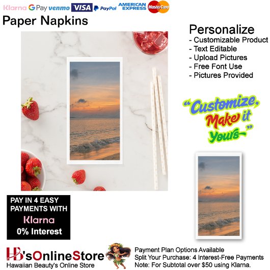 Serviette En Papier Sunset Beach Guest Serviettes Papier serviette 50